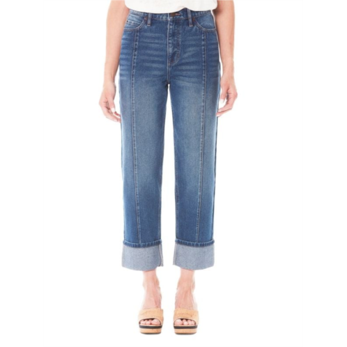Nicole Miller High Rise Relaxed Ankle Straight Jeans