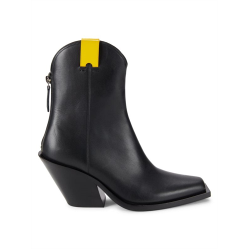 Burberry Square Toe Leather Ankle Boots