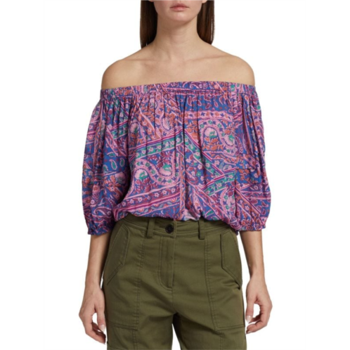 Ba&sh Fenji Paisley Off The Shoulder Top