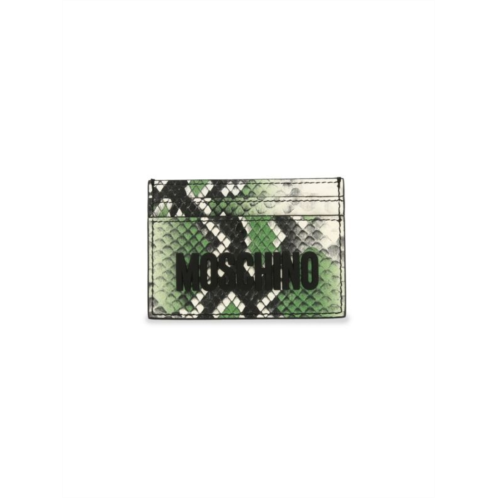 Moschino Logo Snakeskin Print Leather Card Case