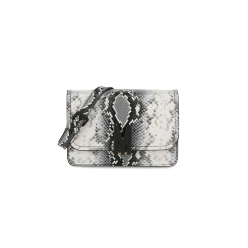 Moschino M-Logo Python Print Leather Shoulder Bag