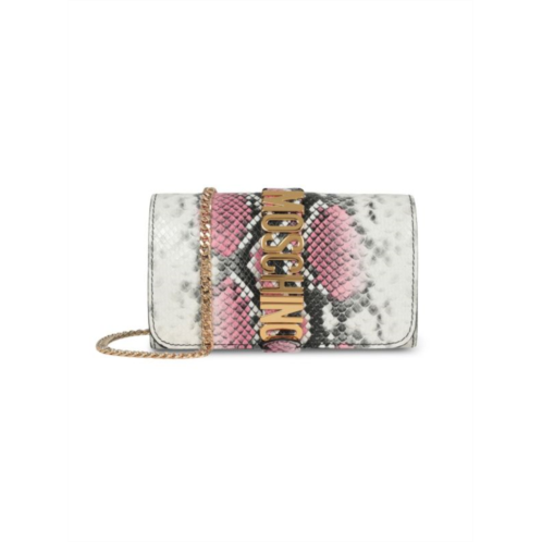 Moschino Snakeskin Print Leather Crossbody Bag