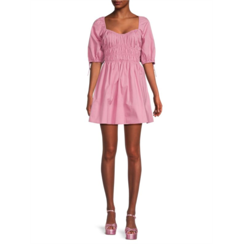 Staud Faye Smocked Mini Dress