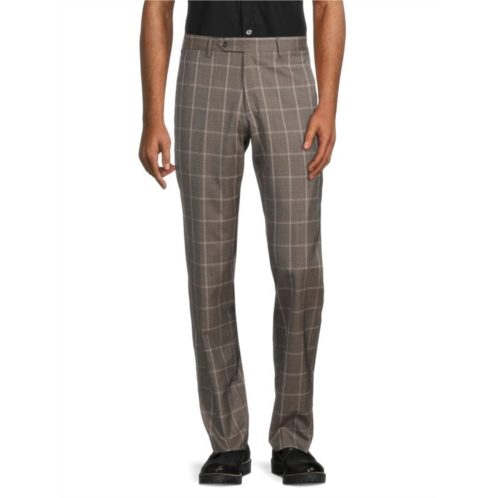 Zanella Parker Plaid Virgin Wool Dress Pants