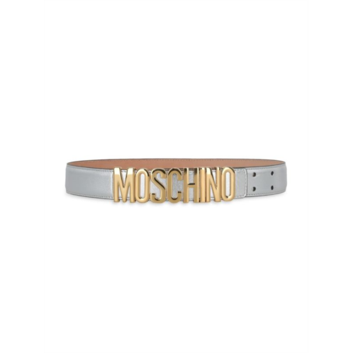 Moschino Logo Studded Leather Belt