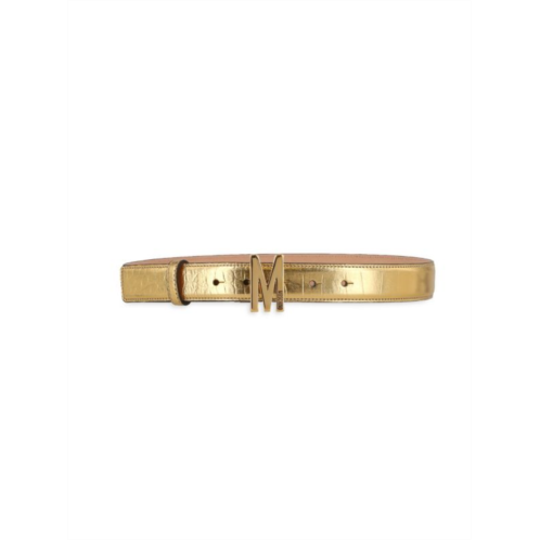 Moschino Metallic Leather Slim Belt