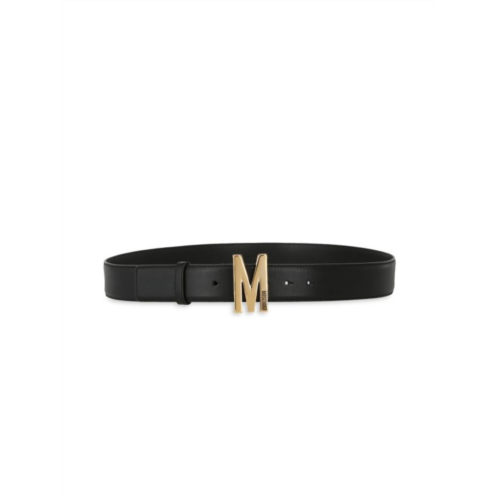 Moschino Logo Calfskin Leather Belt