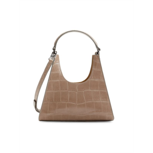 Staud Croc Embossed Leather Hobo Bag