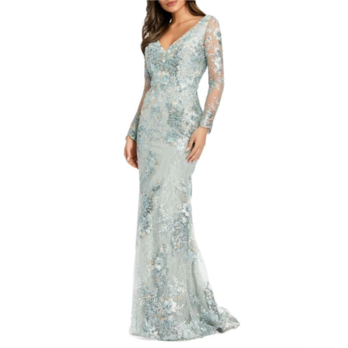Mac Duggal Illusion Lace Mermaid Gown
