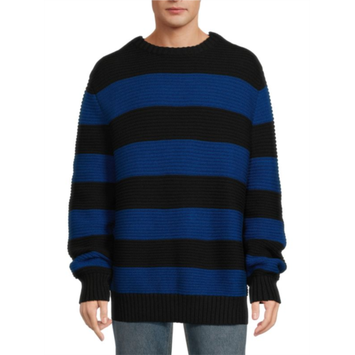 Burberry Striped Rib Knit Wool Blend Sweater