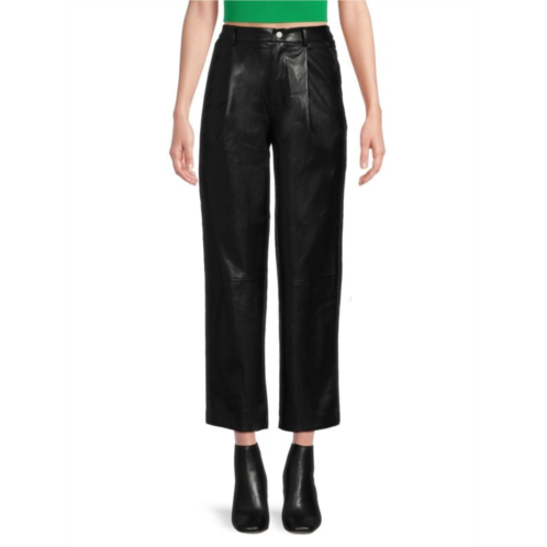 Avec Les Filles Faux Leather Barrel Pants