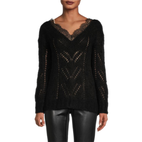 REDValentino Mohair Blend Lace Sweater