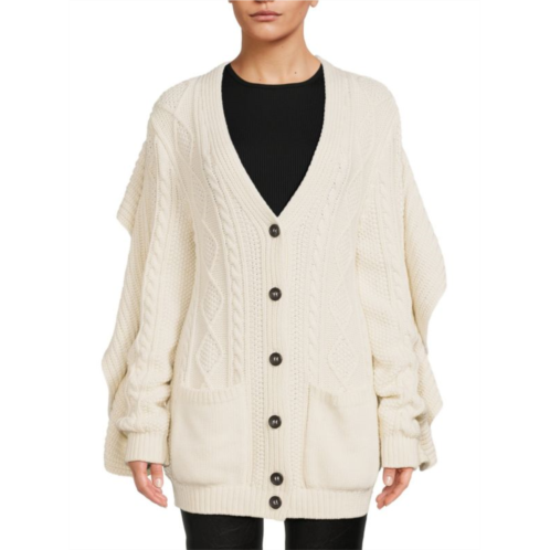 REDValentino Cable Knit Wool Blend Cardigan