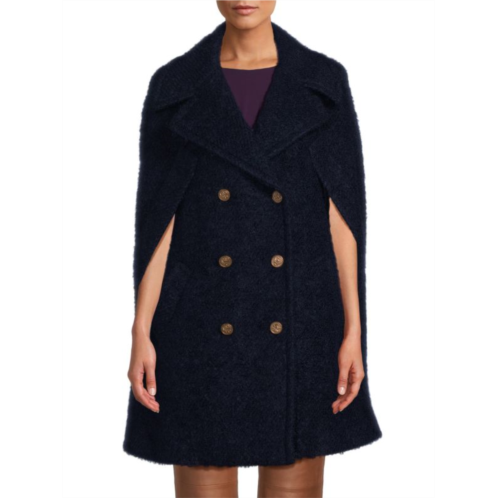 REDValentino Double Breasted Wool Blend Cape Coat