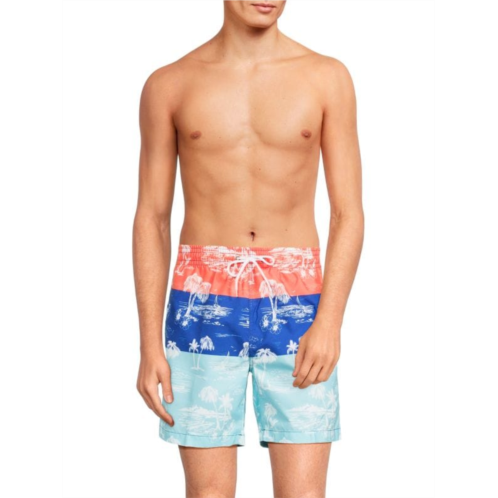 Trunks Surf + Swim Sano Colorblocked Print Swim Shorts