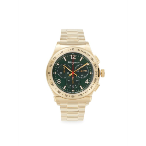 FERRAGAMO IP Goldtone Stainless Steel Bracelet Chronograph Watch