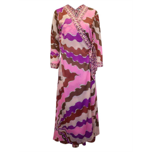 Emilio Pucci Maxi Wrap Dress In Pink Polyester