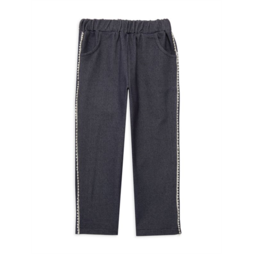 Doe A Dear Little Girls Pearl Trim Denim Finish Pants