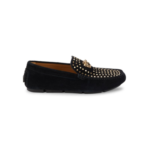 Versace Studded Suede Driving Loafers