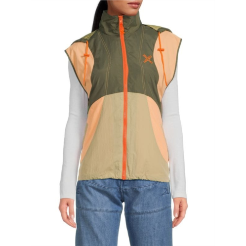 Kenzo Colorblock Hooded Zip Windbreaker Vest