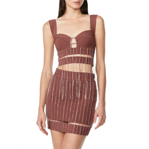 HERVE LEGER Faux Crystal Chain Mini Skirt