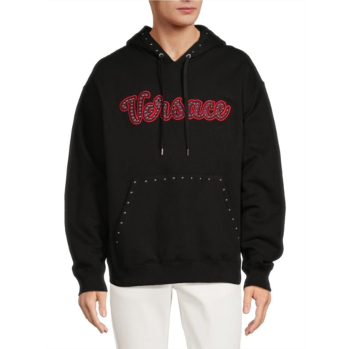 Versace Studded Logo Drop Shoulder Hoodie