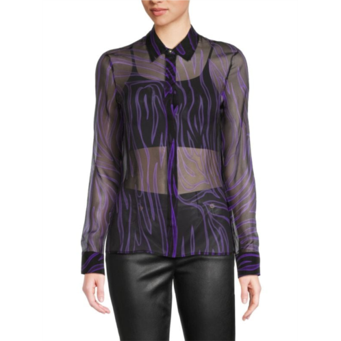 Versace Printed Silk Chiffon Shirt