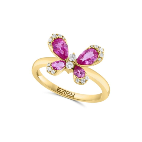 Effy 14K Yellow Gold, Sapphire & Diamond Butterfly Ring