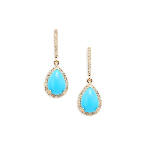 Effy 14K Yellow Gold, Turquoise & Diamond Earrings