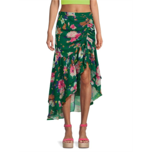 Allison New York Floral Ruched Maxi Skirt