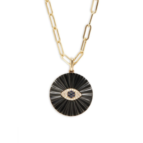 Effy 14K Yellow Gold, Sapphire, Onyx & Diamond Pendant Necklace