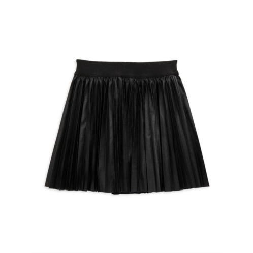 Baby Sara Girls Pleated Faux Leather Skirt