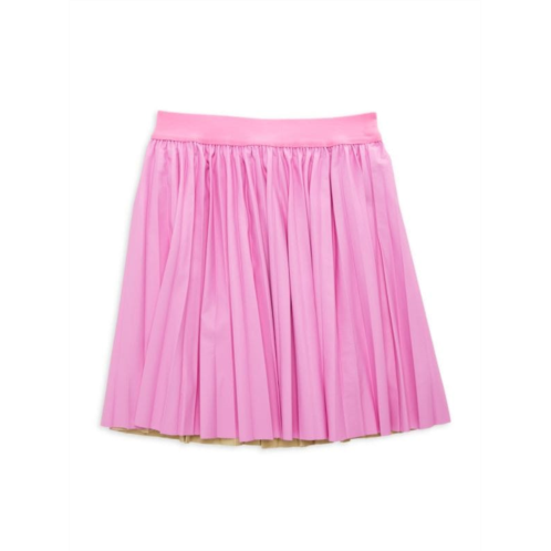 Baby Sara Girls Pleated Faux Leather Skirt