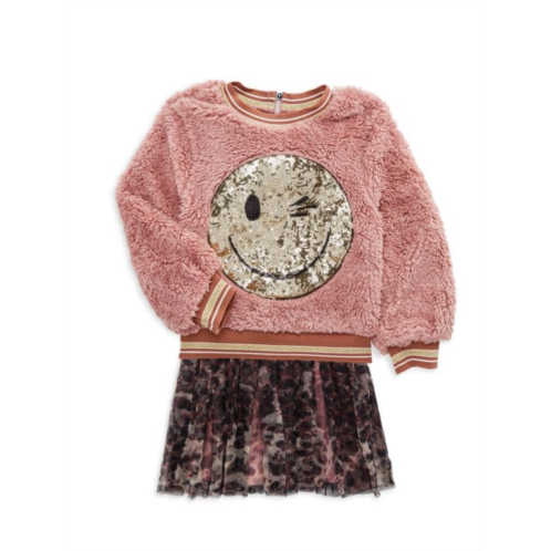 Baby Sara Little Girls 2-Piece Faux Shearling Sweatshirt & Dress Set