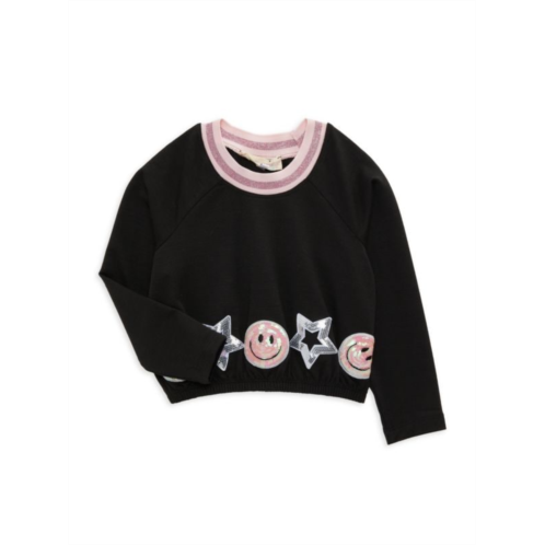 Baby Sara Little Girls Sequin Crewneck Sweatshirt
