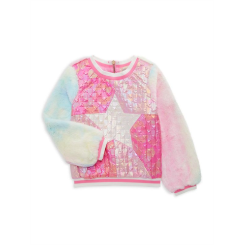 Baby Sara Little Girls Faux Fur Star Sweatshirt