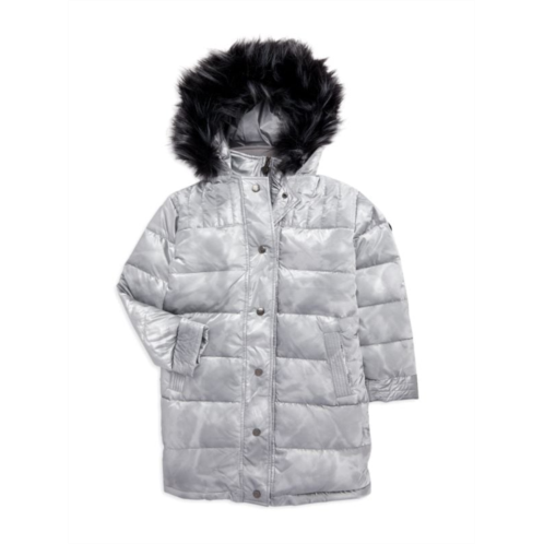 Appaman Little Girls & Girls Faux Fur Trim Hooded Down Jacket