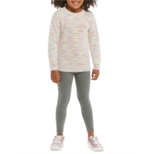 Andy & Evan Little Girls 2-Piece Space Dye Sweater & Rainbow Glitter Leggings Set