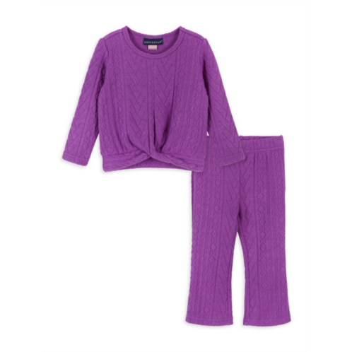 Andy & Evan Little Girls Cable Knit Flare Leggings