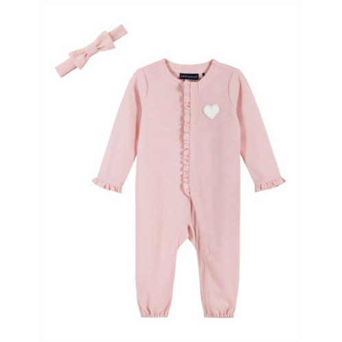 Andy & Evan Baby Girls 2-Piece Heart Romper & Headband Set