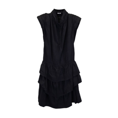 Iro Calcie Day Tiered Mini Dress In Black Rayon