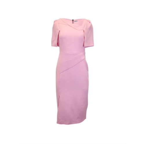 Roland Mouret Fenton Asymmetric Midi Dress In Pink Wool
