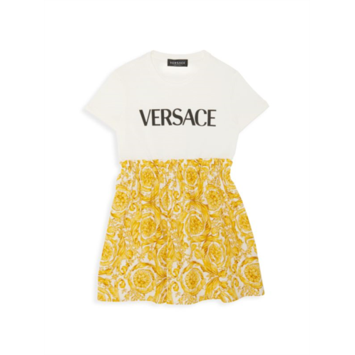 Versace Little Girls & Girls Baroque Logo T Shirt Dress