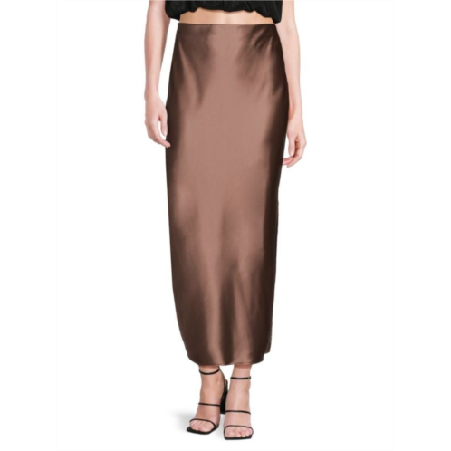 Renee C. Satin Side Slit Maxi Skirt