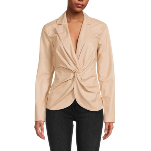 Donna Karan Twisted Faux Leather Blouse
