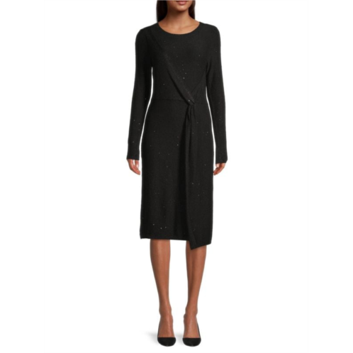 Donna Karan Sequin Twisted Sweater Dress