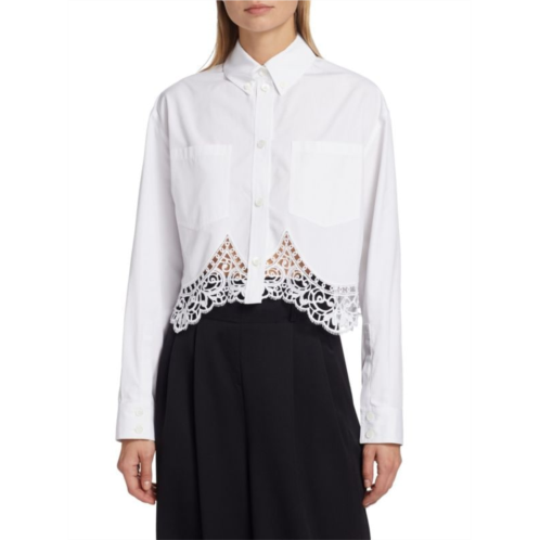 Burberry Cropped Lace Trim Shirt
