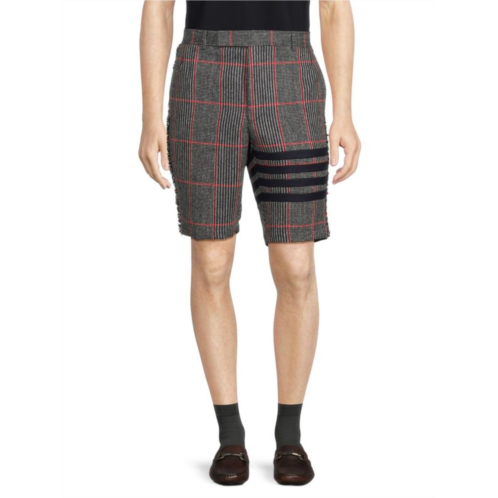 Thom Browne Check Frayed Wool Shorts