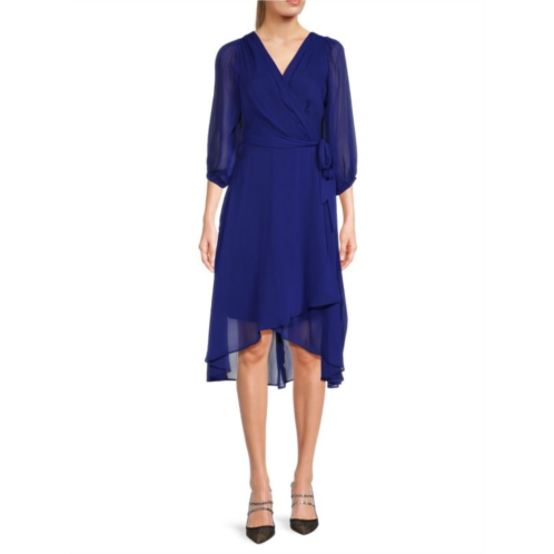 DKNY Surplice Neckline High Low Dress