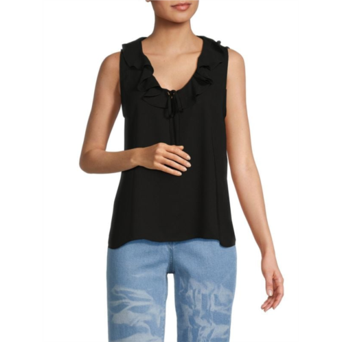 Carmen Marc Valvo Ruffle Sleeveless Top